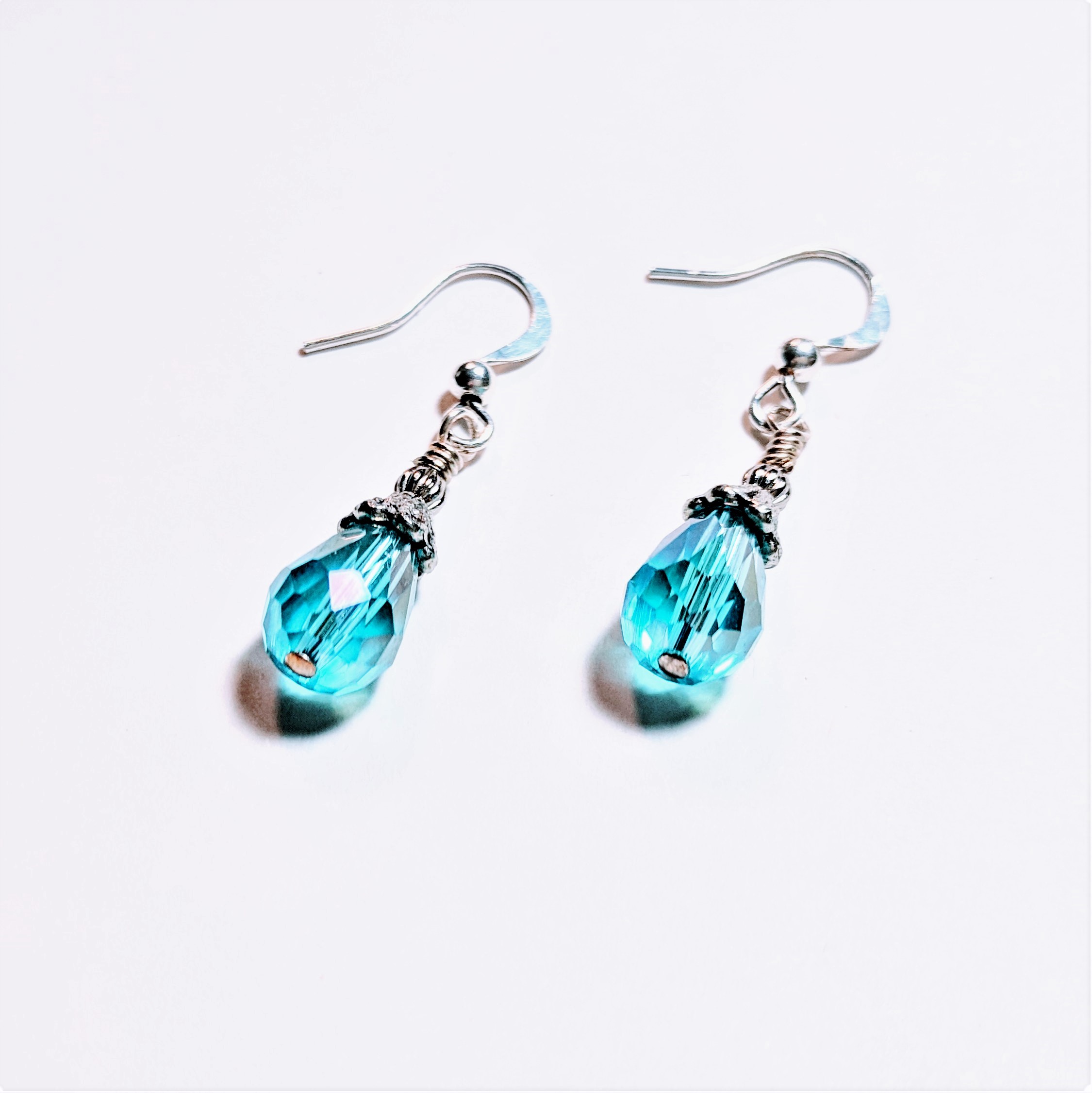 Aqua Pear Drop Earrings